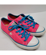 Converse One Star Bright Hot Pink Blue Canvas Low Top Womens Shoes Size 8 - £27.24 GBP