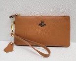 New Brown Leather Zip Wristlet Wallet Bumble Bee on Front - $19.70