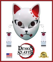 Demon Slayer Tanjiro Face Mask + Hanafuda Earrings Set | Anime Cosplay Costume - £12.59 GBP