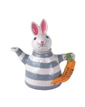 Blue Sky Clayworks Bunny Rabbit Nibbles Carrot Handle Ceramic Teapot 10.... - $59.39