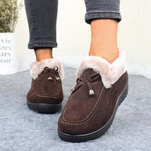 Winter Warm Flats Shoes For Women Low Heel Warm Non-slip Cotton Plush Lined Cott - £28.39 GBP