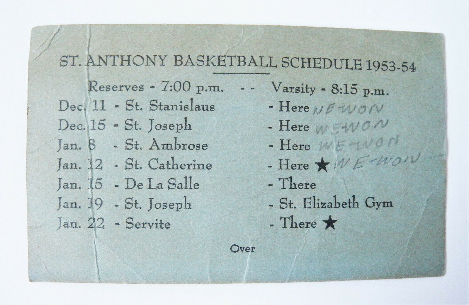 Primary image for St. Anthony High School Basketball Schedule 1953-1954 Detroit, Michigan