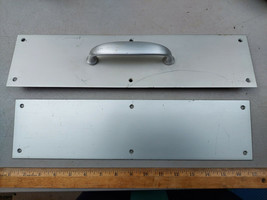 21SS32 ALUMINUM DOOR PULL, COMMERCIAL, WITH BACKER PLATE, 16&quot; X 4&quot;, NO S... - $9.42