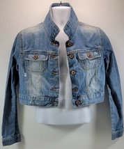 MM) Old Navy Women&#39;s Denim Blue Jean Jacket Large Trucker Button Front Coat - $19.79