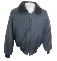 Mens Vintage Flight Jacket lined fleece collar pockets M full zip milita... - $108.89