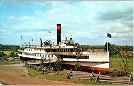 Sidewheeler Ticonderoga 220ft Steamer Shelburne Museum Postcard 1962 - $6.88