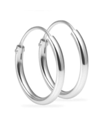 Continuous Hoop Earrings 10mm Sterling Silver 925 Very Small 3 Pairs Set - £7.25 GBP