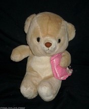 Vintage Oshko Brown Tan Teddy Bear W/ Pink Pillow Stuffed Animal Plush Toy Girl - $28.50