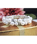 EleganceWithFlair Faux Pearl and rhinestone wedding Stretch bracelet - $283.92 MXN