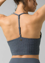 NWT Womens PrAna Yoga Strappy Top Bra New Faro M Blue Gray Adjustable UP... - $98.01