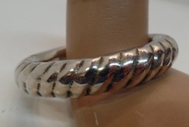 Twisted Wire Look Silvertone Bangle Bracelet Suited for 7&quot; Wrist or Smaller - £15.82 GBP