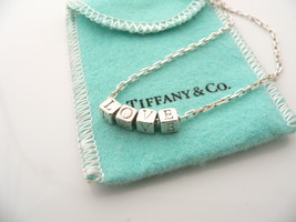 Tiffany &amp; Co LOVE Cube Necklace Pendant Charm 18 In Chain Gift Pouch Silver ERA  - £400.52 GBP