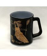 Vintage Federal Glass mug Virgo astrological sign zodiac horoscope black... - $14.00