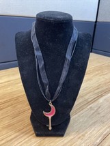 NEW Sailor Moon Pink Moon Stick Black Lace Choker Necklace KG JD - $14.85
