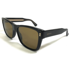 Gucci Sunglasses GG0052S 001 Black Gold Square Frames with Brown Lenses - £148.96 GBP