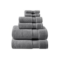 Madison Park Organic 6 Piece Cotton Towel Set Grey 30 X 54&quot; T4103298 - £78.35 GBP