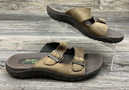 Skechers Women Outdoor Sandal Sz 9 Leather Slide Walking Shoe Brown Casual - £14.12 GBP