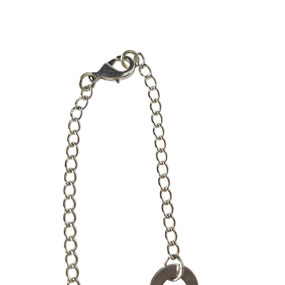Silver Tone Geometric Chain Necklace Interlocking Rings Modern Jewelry Item image 3