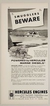 1956 Print Ad Hercules Marine Diesel Engines 40&#39; US Immigration Boat Can... - $15.28