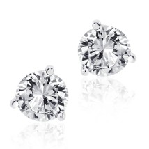 .50CT Round Brilliant Cut Screwback Martini Stud Earrings Solid 14K White Gold - £77.54 GBP
