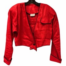 Vtg Y2K RIALTO California Blazer Hipster Jacket Coat USA red 100% linen ... - £74.30 GBP
