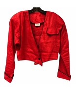 Vtg Y2K RIALTO California Blazer Hipster Jacket Coat USA red 100% linen ... - £74.23 GBP