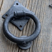 Hand forged DOOR RING-KNOCKER Blacksmith burnt-wax finish antique iron v... - $49.00