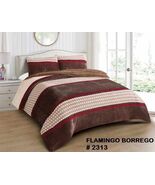 FLAMINGO GEOMETRIC BROWN BLANKET WITH SHERPA SOFTY AND WARM 3 PCS QUEEN ... - $59.39