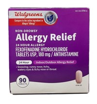 Non-drowsy Allergy  Relief, 90 tablets, 24 Hour Relief Exp 08/2024 - $16.95