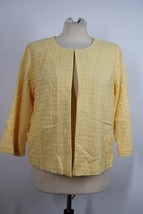 Chico&#39;s 1 (M 8) Yellow Lightweight Cotton Blend Topper Top Jacket Cardigan - £19.45 GBP