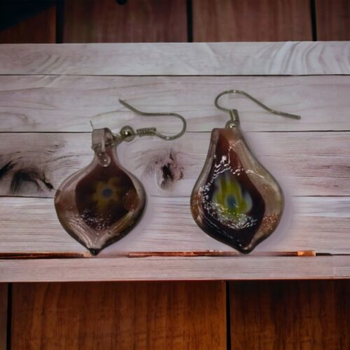 Vintage glass dangle small earrings - $15.00