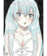 Original Drawing Erio Touwa A5 Illustration 8.2&quot; x 5.8&quot; Art Women Anime ... - £27.03 GBP