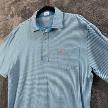 Johnnie O Hanging Out Polo Shirt Mens Large Blue Striped Golfer Beach Casual - $18.39
