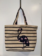 Vera Bradley Flamingo Tote Beach Bag - Large Woven Bag - £32.04 GBP