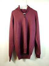 Mountain Expeditions Men&#39;s Quarter Zip Sweater Maroon Solid Long Sleeves... - $14.77