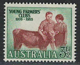 AUSTRALIA 1953  Very Fine MNH Stamp Scott # 262 &quot;Boy and Girl with Calf&quot; - £0.56 GBP