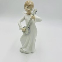 Nao By Lladro Porcelain Spain Angel Playing Banjo Figurine Glossy Retire Vintage - £56.19 GBP
