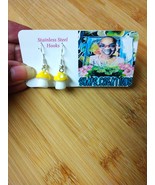 Yellow mushroom earrings, resin, Non allergic gift for her, Stocking stu... - $184.04 MXN
