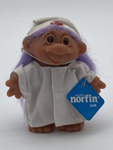 Vintage DAM Norfin Troll Purple Hair Student Nurse 5” Doll Figure 1986 - $14.96