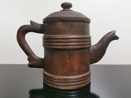 Large Antique Hand Carved Wooden Teapot Tea Pot Rustic Home Decor - £51.42 GBP