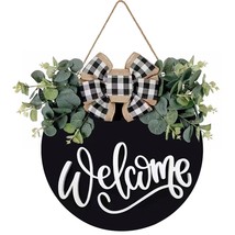Welcome Sign For Front Door Porch Decor Farmhouse Wreath Wall Decor F30Cm Round  - £25.49 GBP