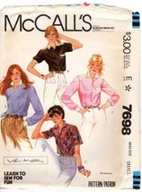 McCall's 7698 Misses Classic Shirt Blouse Van-Martin Size Small UNCUT FF - $7.47