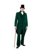 Men&#39;s Charles Dickens Caroler Tail Suit Theater Costume, Green, Large - £275.41 GBP+