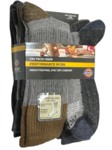 Dickies Dri-Tech Crew Socks Performance Work Silver Series 6 Pair Assorted - $16.83