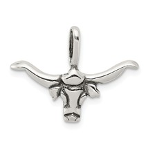 Sterling Silver Bull w/Horns Pendant Charm Jewelry 15mm x 23mm - £10.59 GBP