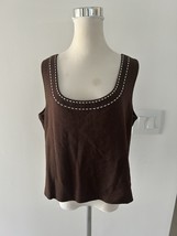 St. John Womens Scoop Neck Santana Knit Tank Top Brown Wool Size Large - $32.67