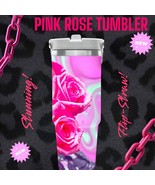 GORGEOUS 30 oz Pink Rose Tumbler ✨ HOT/COLD Insulated Flip Straw Cup - F... - $742.23 MXN