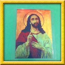 Jesus Picture Plastic Sealed 3 1/4X4 3/4&quot; Double Sided With Pslam 69 - £3.19 GBP