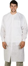 50 Disposable Lab Coats White SPP 45 gsm Work Gowns Large Protective Clo... - £144.51 GBP