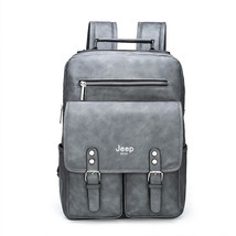 Men Waterproof Backpack 15.6 Laptop School Bags Big Capacity Leather Business Tr - £63.26 GBP